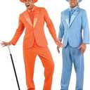 fun shack Tuxedo Costume for Men – Orange or Blue Suit – Funny 90s Movie Character Outfit for Halloween & Parties ( Orange) Size Medium