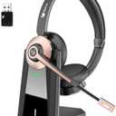 Earbay Wireless Headset, Bluetooth Headset with Microphone Noise Canceling & USB Dongle, Wireless Headphones with Mic Mute/Charge Dock for PC Computer Phone Work Office Meetings Call Teams