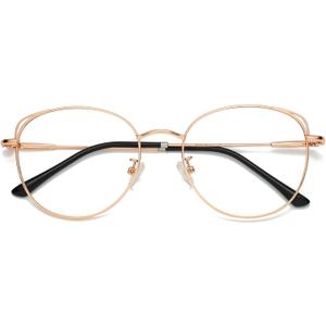 SOJOS Cat Eye Blue Light Blocking Glasses for Woman Hipster Metal Frame Womens Eyeglasses She Young SJ5027 (Rose Gold)