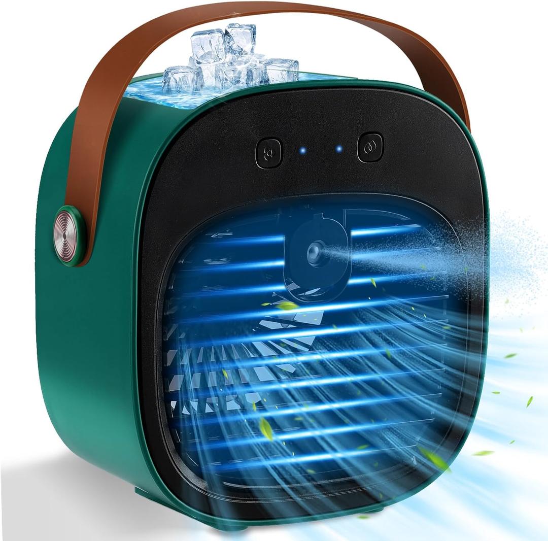 Portable Air Conditioners Rechargeable, 5200mAh Mini Air Conditioner, Personal Air Cooler with 3 Speeds, Small Desk Air Cooling Fan for Bedroom, Office, Home, Outdoor