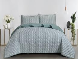 Ellen Tracy Quilt King Green Stripe 104 x 90 in