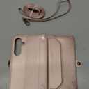 DJBull for Samsung Galaxy S25 Wallet Case with Card Holder, Magnetic Snap, Soft PU Leather, Shoulder and Wristlet Straps, Flip Phone Case for Women Men for Samsung S25 Rose Gold Color