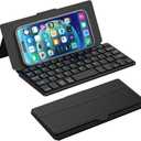 Doohoeek Universal Bluetooth Keyboard for Samsung Galaxy Z Fold, iPad mini 7 2024 & Phones, Dual Bluetooth Mini Keyboard with Any-Angle Kickstand & Leather Cover for Android, Windows and iOS (Black)