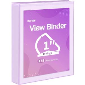 SUNEE 3 Ring Binder 1 Inch D Ring, Clear View Binder Three Ring PVC-Free (Fit 8.5x11 Inches) for School or Office Supplies, Purple, 1 Pack SUNEE 3 Ring Binder 1 Inch D Ring, Clear View Binder Three Ring PVC-Free (Fit 8.5x11 Inches) for School or Office Supplies, Purple, 1 Pack