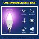 E12 Smart Light Bulbs 60W Equiv., Work with Alexa/Google Home/Smart Life, 500LM 6W RGBCW Candle Candelabra LED Light Bulbs, No Hub Required, 2.4G WiFi Bluetooth Bulb, ETL Listed, 6PCS