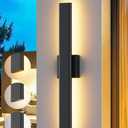 Aipsun Black Outdoor Wall Sconce 3000K 4000K 6000K, 23.6in Modern Exterior Light 1 Pack, Long LED Linear Wall Light Outside Lighting for Entrance, Hallway, Garage, Porch(3CCT)