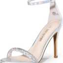 DREAM PAIRS Women's High Heels Flower Ankle Strap Stilettos Round Open Toe Dressy Sexy Sandals (6.5)