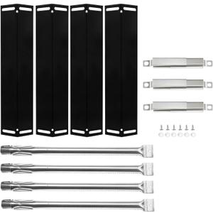 Hisencn Grill Parts for Charbroil 18 13/16'' Stainless Steel Grill Burner Tube, 16 1/2 '' x 4'' Porcelain Heat Plates and Adjustable Carryover Tube, Parts for Charbroil 4 Burner Grills