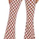 Bell Bottom Jeans for Women High Waisted Stretch Plaid Flare Jeans Denim Bootcut Pants (Brown)