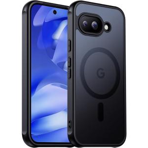 3 x Designed for Magnetic Google Pixel 9A Case,[Compatible with MagSafe] [Military Grade Drop Protection] Slim Translucent Matte Shockproof with Anti-Fingerprint Phone Case 6.3"-Black