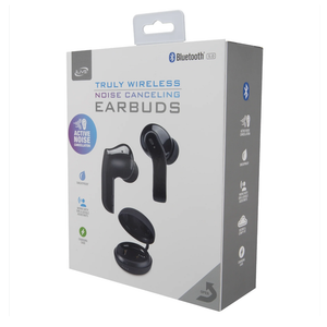 iLive Bluetooth True Wireless Active Noise Canceling Earbuds with Charging Case, IAEBT600B, Black