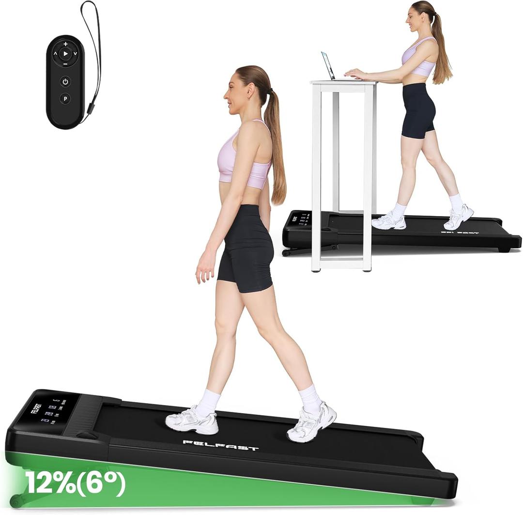 Walking Pad with 12% 6 Auto Incline, Under Desk Treadmill for Home Office w/Remote Control, 6 HIIT Mode, 265 Lbs Weight Capacity, 4 MPH Max, Desk Treadmill in LED Display