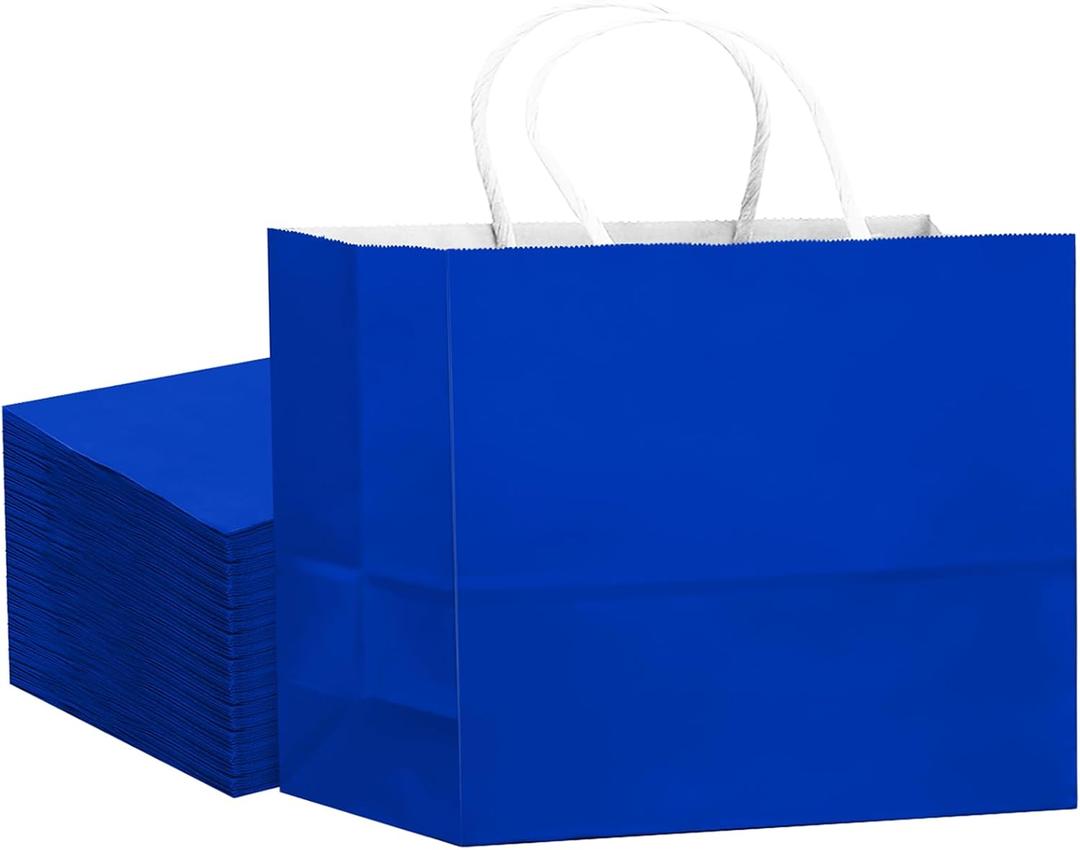 Qiqee 24PCS Large Gift Bag with Handles Bulk 13"x4.5"x10" Gift Bags Diamond Blue Bags Multiple Uses (32x11x25cm,Wide Large)