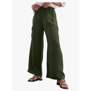 EVALESS Women Palazzo Pants Summer Casual Wide Leg High Waist Lounge Flowy Beach Trousers Travel Vacation Outfits Size  L