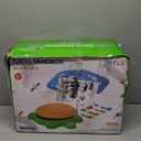 Turtle Sandbox with Lid, Sand Pit with Adjustable Umbrella & 8pcs Beach Toys for Toddler 3-5, Kids Sand Box with Cover Suit for Sensory Playsand, Summer Gifts for Indoor Outdoor Backyard