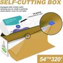 54IN X 320FT Plastic Table Cover Roll with Cutter Box, Cut to Size Plastic Table Cloths for Parties, Birthday, Disposable Tablecloth Roll for All Shape Tables (Gold, 54 Inch X 320 Feet)