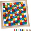 Gothink Wooden Snakes and Ladders Game - 13 Inch Educational Board Game for Children Ages 3 and Up & Adults - Classic Board Game Includes 6 Counters & 2 Dice, Rules