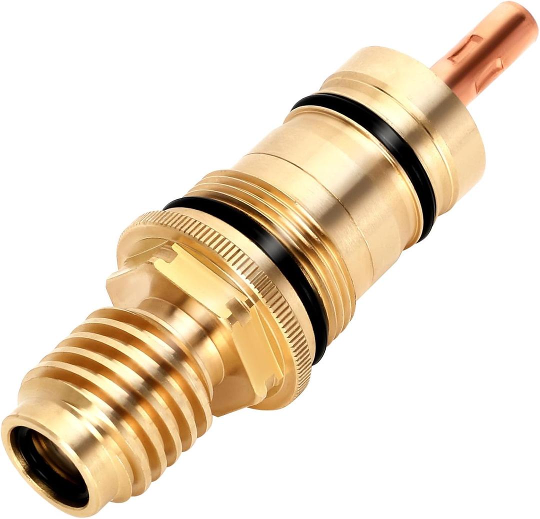 47050000 1/2 Thermo Element Cartridge Valve, Thermostatic Cartridge Compatible with Grohe Tub and Shower Faucet Model 34122, Precision Temperature Control, Brass, Starlight Chrome