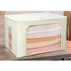 80L Large Cashmere Sweater Storage Bag with Steel Frame | Natural Red Cedar Protection | Foldable Closet Organizer with Oxford Fabric, Mesh Windows | Premium Garment Box for Wool, Winter 15,7 ×15,7 inch