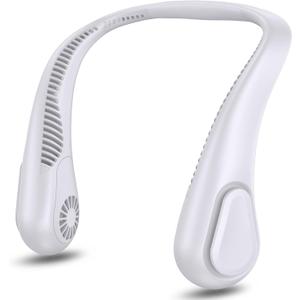 AMACOOL Bladeless Neck Fan Portable Personal Fan 5000mAh Rechargeable Battery Operated Wearable Fan for Women Men Outdoor Sport Travel Patio Garden Work Home Kitchen(White)