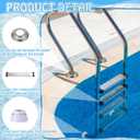 Moxweyeni 3 Pack Stainless Steel Pool Ladder Step Replacement with Bumpers & Escutcheon Plates 18" Swimming Non Slip Ladder Rung Step with Reflective Strips 1.7" Ladders for Inground Aboveground Pool