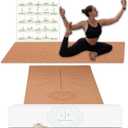 2 B BALANCED Premium Cork Yoga Mat - Always Stays Flat - Non Toxic - Non Slip - Brown - Cork & Rubber (Regular, Natural)