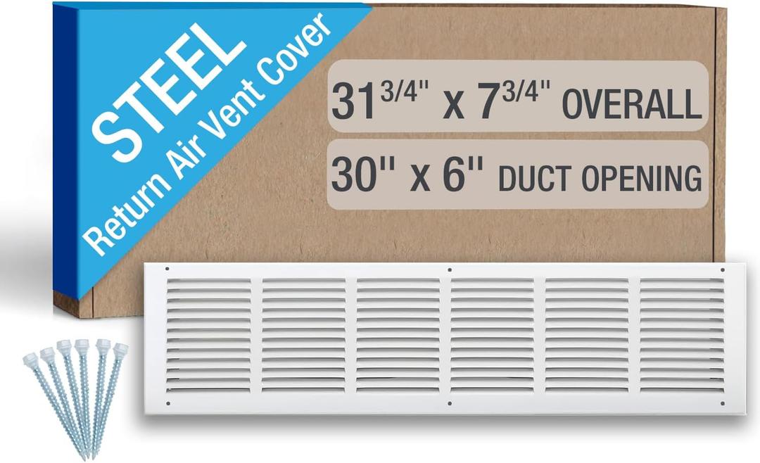 Return Air Grille HVAC Vent Cover for 30 x 6 Inch Duct Opening