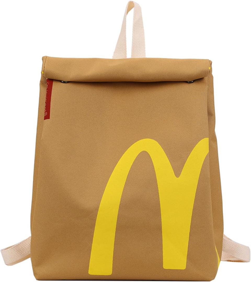 Funny Retro Paper Bag Casual Canvas Backpack Classic Large Capacity Bag Personalized Shoulder Casual Canvas Backpack