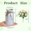 4 Sets Farmhouse Wedding Flower Centerpiece for Tables Decorations, Rustic Artificial Roses Bouquet with Metal Galvanized Vase Pot for Party Bridal Shower Event (Silver Vase & Champagne Roses)