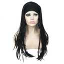 Aimole Long Braided Wigs Crochet Hair Fully Hand Tied Twist Braided With Headband Half Wig(1-Black)