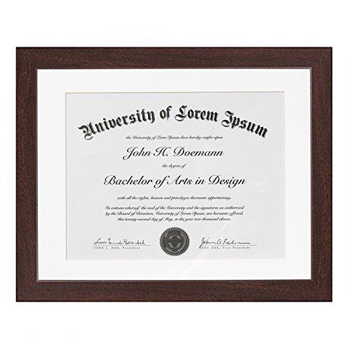 Americanflat 11x14 Diploma Frame with Shatter-Resistant Glass - Use as 8.5x11 Frame with Mat or Display 11x14 Documents Without Mat - Legacy Collection - Certificate Frames for Wall - Mahogany