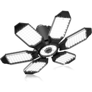 Adiding LED Garage Ceiling Light -10000Lm Deformable Ultra Bright Screw in LED Basement Lights 6500K 6 Adjustable Panels Shop Light fit for E26 E27 Bulb Socket for Workshop Storage Attic Utility Bay