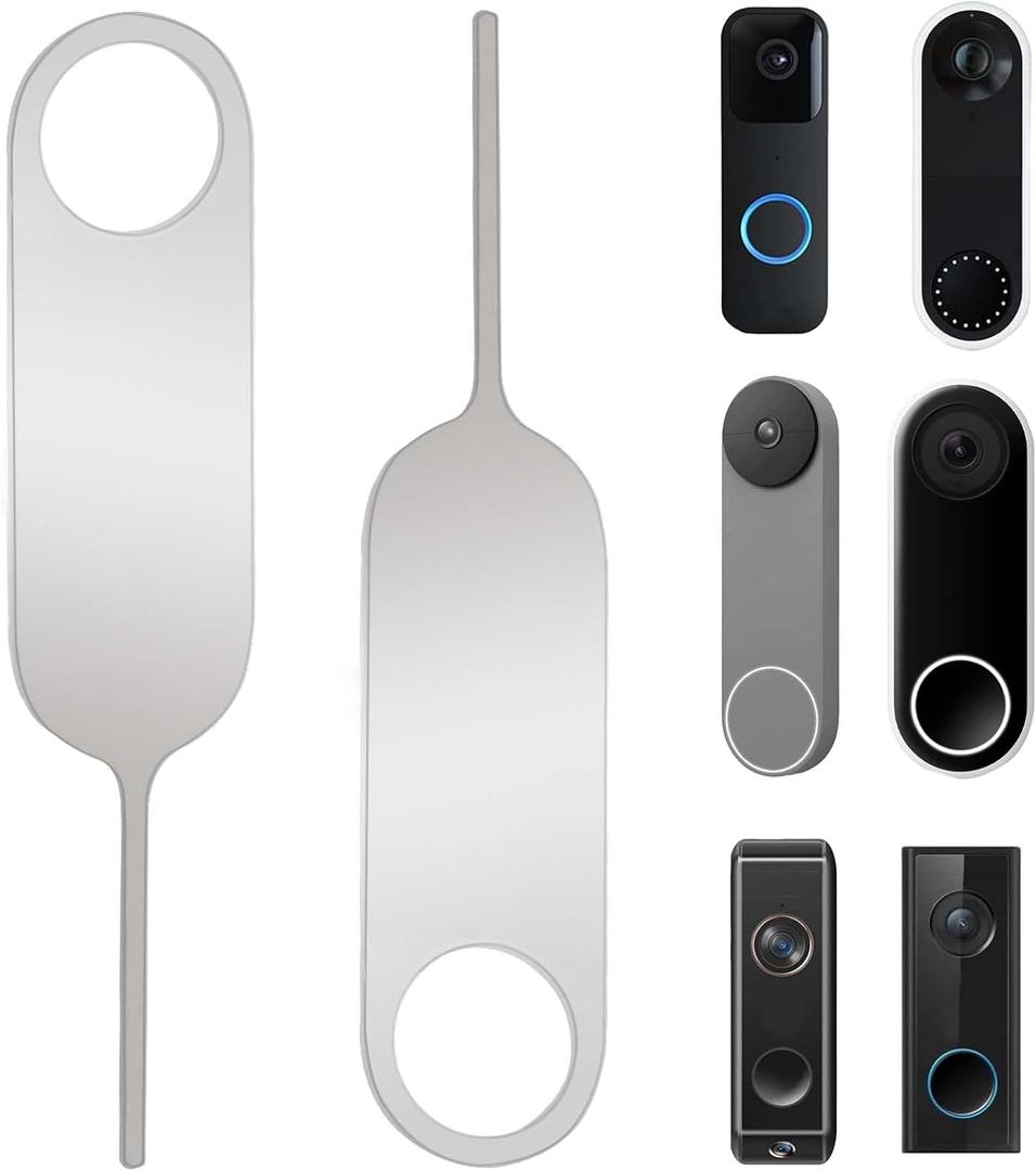 2-Pack Doorbell Key Tool, Doorbell Opening Pin Tool, Release Removal Pin Security Key Replacement Tool Compatible with Arlo, Nest and Eufy Video Doorbell Remove Doorbell Mount and Battery Replacement