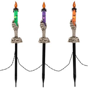 LED Lighted Skeleton Candle Halloween Decorations  8.75' - Set of 6