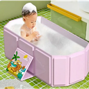 Baby Foldable Children's Bathtub, Portable Non-Slip Shower Tray for Kids, Toddler Bath Tub with Drain Plug, Boys and Girls Bathroom Water Pool, Cat and Dog Pet Wash Shower Basin 