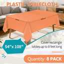 Orange 8 Pack Plastic Tablecloth, Rectangle Tablecloths 54"x 108", Disposable Plastic Table Cover for Party Disposable Tablecloths