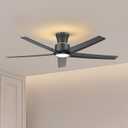 ocioc 52 Inch Ceiling Fans with Lights, Large Air Volume Ceiling Fan with Backlight, Ultra Quiet Reversible DC Motor with Remote (Black）