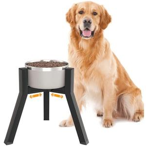 TIDANT Dog Bowl Stand for Medium Large Dogs, Adjustable Width Elevated Dog Bowls 7-10.6", Raised Dog Food Water Bowls, 11 inch Tall Single Holder, Black,Bowl Not Included