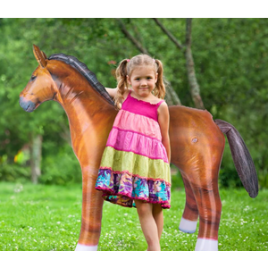 Inflatable Horse Party Decoration - 1 Piece - 38 Inch Blow Up Horse in Brown and Black - Western Themed Party Supplies 
