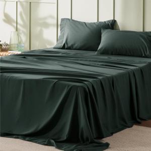 Bedsure Queen Sheet Set - 4 Pieces Soft Queen Size Sheets - Breathable & Cooling - Hotel Luxury - Easy Care Polyester Microfiber Bedding for Kids, Women, Men, Forest Green