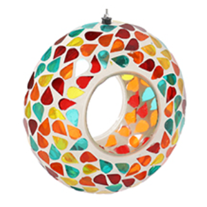 Sunnydaze 6Inch Glass Mosaic Hanging Bird Feeder for Outdoors Fly Through Wild Bird Feeder Confetti Mosaic