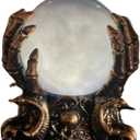 Led Lighted Animated Decor Halloween Crystal Ball with Fog, Skeleton Hand Holder Mystic Psychic Decorations Halloween Large Crystal Ball Lamp Centerpiece Decor for Home