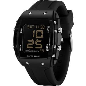 Womens Sport Watches Ladies Digital Waterproof Watch Military Tactical Outdoor Running Wrist Watch with Alarm LED Luminous Stopwatch Countdown(Black)