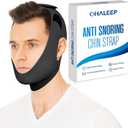 OHELEEP Anti Snore Chin Strap for CPAP Users, Snore Stopper Adjustable, Chin Strap for Sleeping Comfortable Stop Snoring Solution, Anti Snoring Devices Breathable and Reusable, Black, M