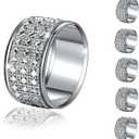 Rhinestone Napkin Rings Silver Set of 6,Crystal Napkin Holder Bling Diamond Serviette Buckles Tables Setting Decoration for Wedding Receptions, Christmas, Thanksgiving Holiday Party Dinner Parties