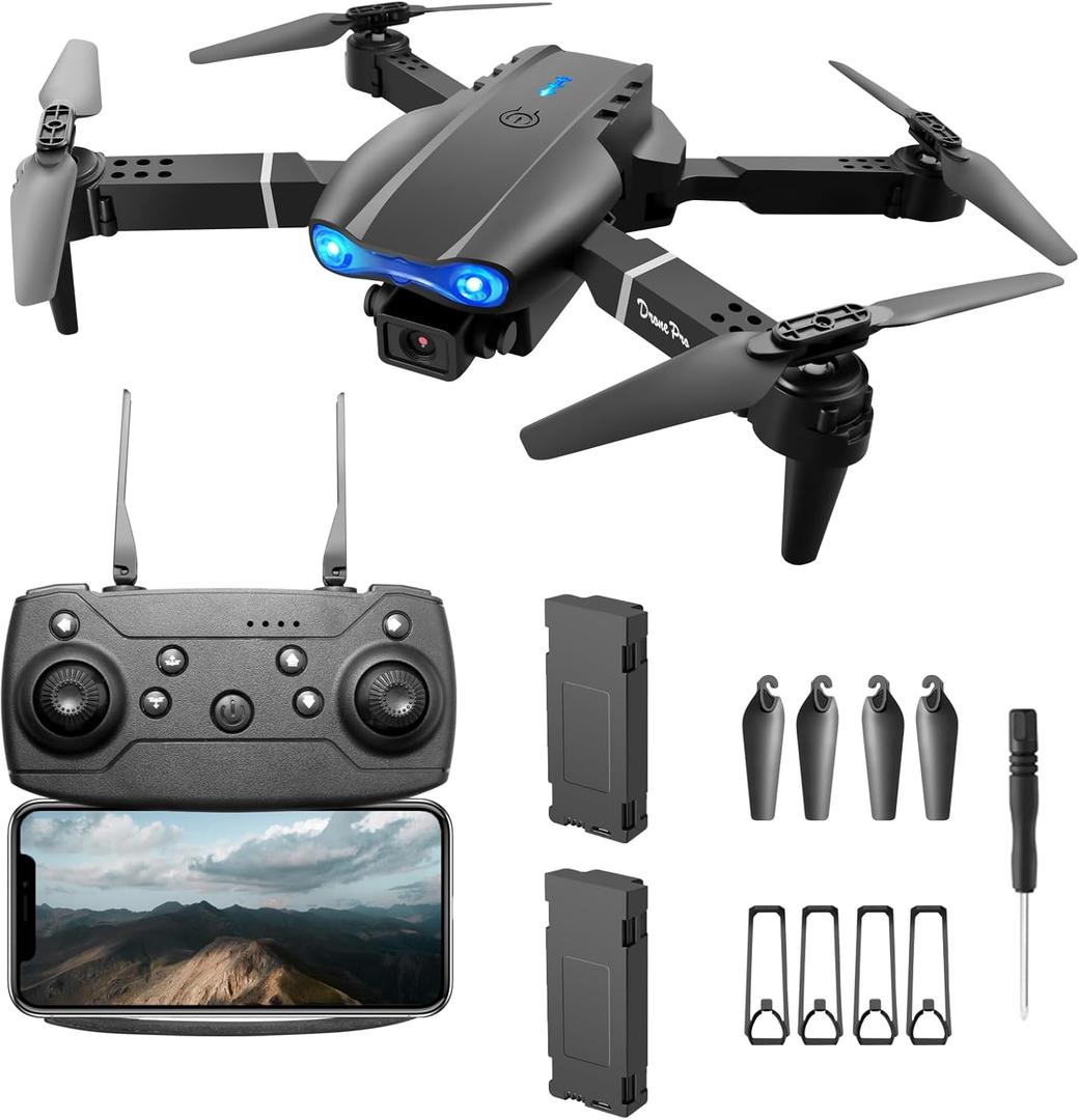 FPV Drone with 1080P Dual HD Cameras Upgraded Version RC Quadcopter for Adults, Beginner WiFi RC Drone Live Video, One Key Take Off/Land (E99Black)