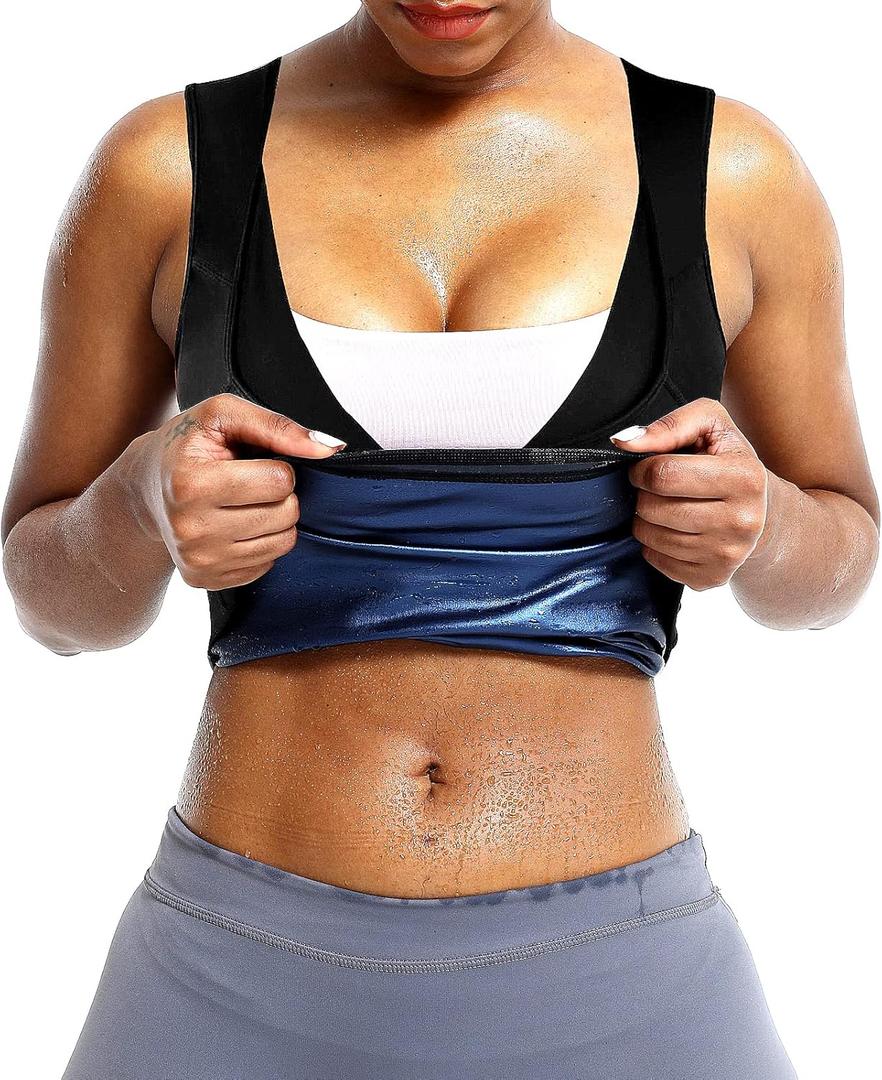 BXVX Sauna Suit Sweat Waist Trainer Vest for Women Sweat Workout Tank Top Shaper, L/XL