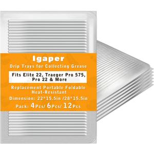 6 Pack Grill Drip Tray Liners for Traeger Pro 575, Pro 22 and Elite 22 / Traeger Pro 780, Aluminum Disposable Drip Trays with Two Size, Grill Accessories (22in / 28in X 15.5in)