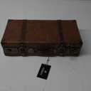 feilario Vintage Leather Storage Trunk Small Portable Decorative Luggage Suitcase Movie Prop Luggage- 2 Size Option, Brown (Brown, S)