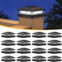 APONUO Solar Post Cap Lights for 4x4 Posts, Bright Cool White LED Post Cap Lights Solar Powered, IP64 Waterproof & All-Night Lighting, Black 16 Pack  Deck, Fence, Patio Light (Easy Install)